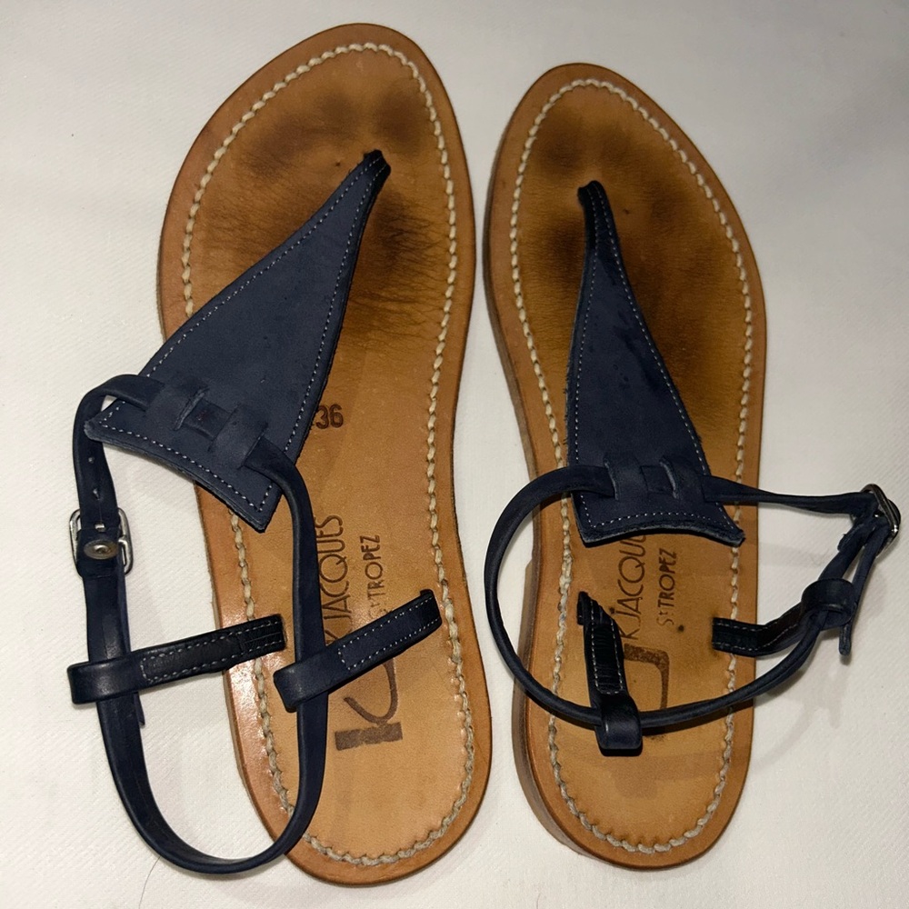 K.Jacques picon navy blue leather sandals - Picture 4 of 7